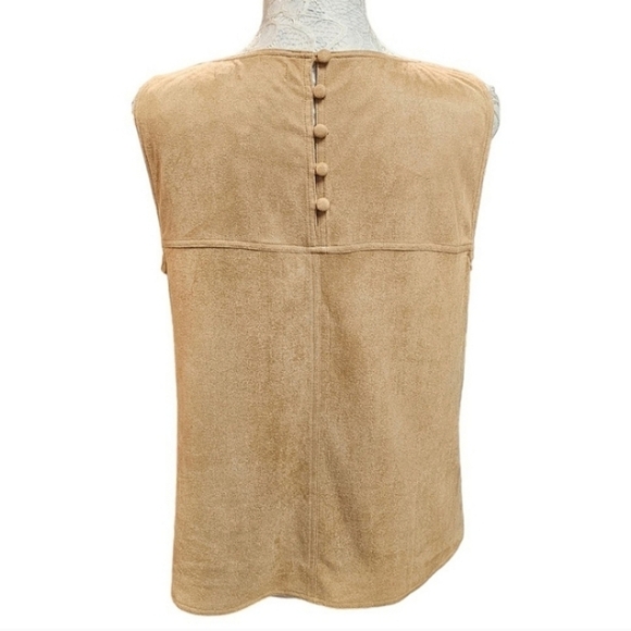 209 Wst 38 Boho Vegan Suede Minimalist Southwestern Button Back Sleeveless Top S - Picture 5 of 11